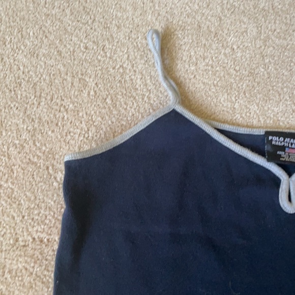 Polo Ralph Lauren navy and grey cropped tank S - Picture 5 of 8